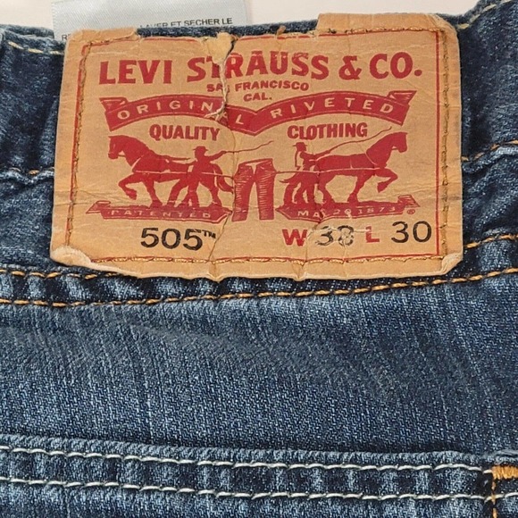 LEVIS 505 Jeans Blue Straight Leg Denim W38 L30 Mens - Picture 4 of 7